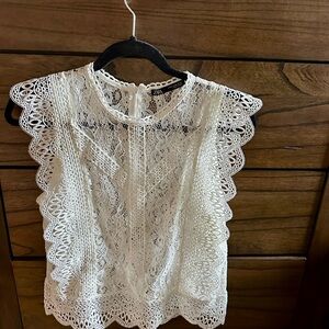 ZARA White lace top Medium